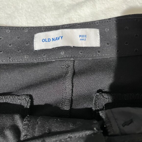 Old Navy Pixie Ankle Pants Textured Black Swiss Dot 8 High Rise Stretch - Picture 4 of 10
